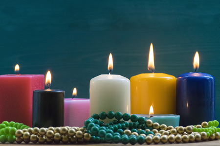 Colorful candles. Aromatherapy. Interiorの写真素材