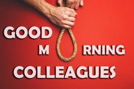 A man pulls a noose. The concept of the real relationship between people.の写真素材