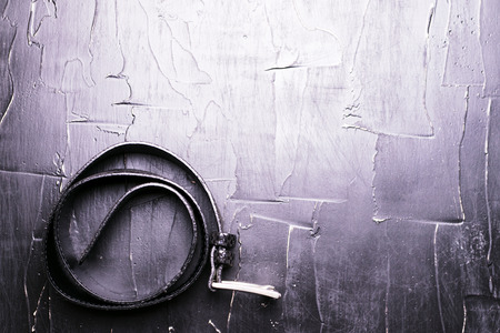 Black leather beltの写真素材