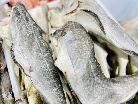 Fish, seafood and fish semi-finished products. Supermarket. Mobile photo