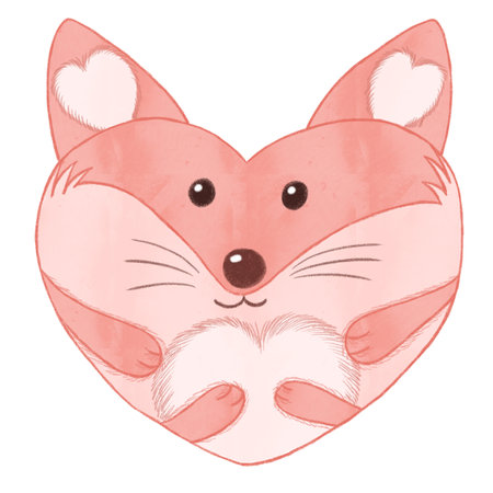 valentine red fox heart shapedの写真素材