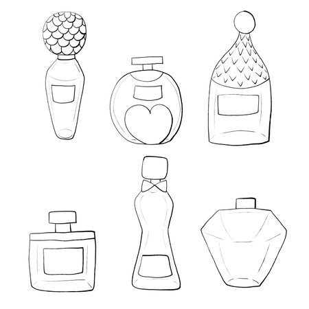 set of bottles of perfumeの写真素材