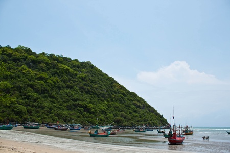 the sea where huahin have pale stop a lot ofの写真素材