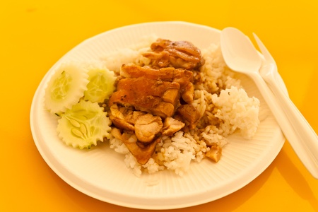 thai food is name chicken with riceの写真素材