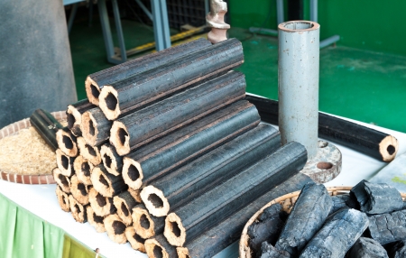 Used coal from the burning fireの写真素材