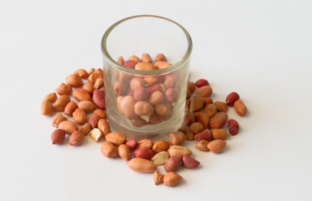 Dried peanuts in closeup