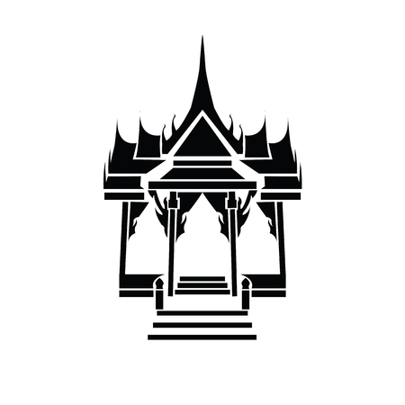 Pagoda and temple silhouette black iconのイラスト素材