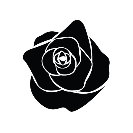 Black silhouette of roseのイラスト素材