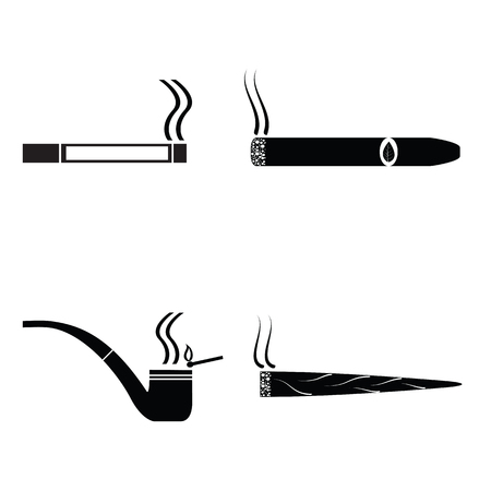smoking silhouette icons setのイラスト素材