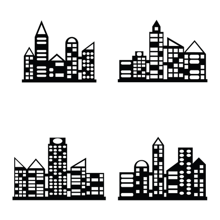 Vector black city icons setのイラスト素材