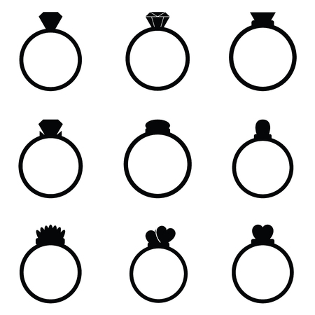 Wedding rings icons setのイラスト素材