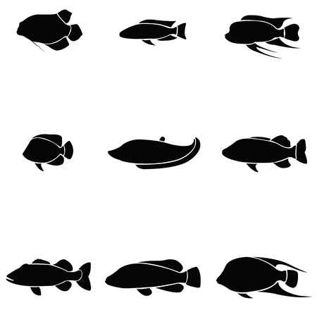 fish icon setのイラスト素材
