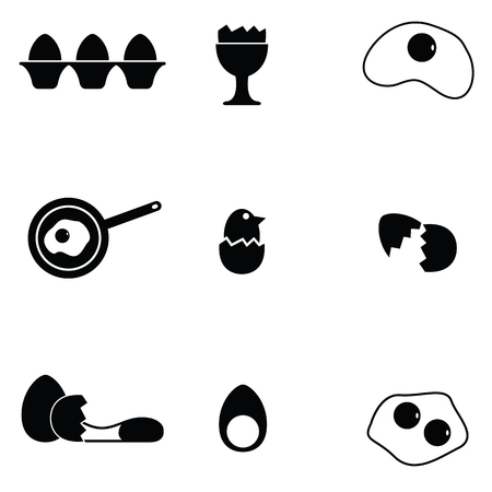 Set of egg icons in black and white.のイラスト素材