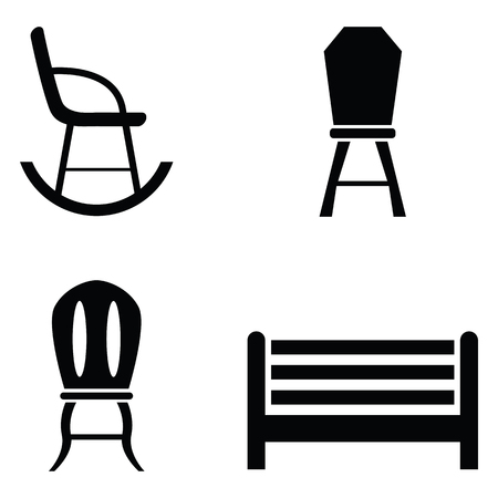 Set of chiar icons in black and whiteのイラスト素材