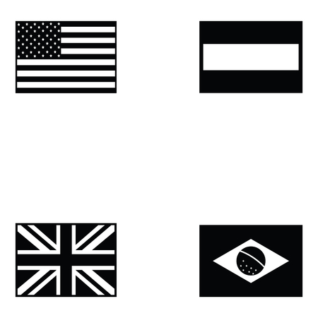 World flag icon set on white background, vector illustration.のイラスト素材