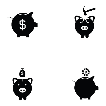 piggy bank icon setのイラスト素材
