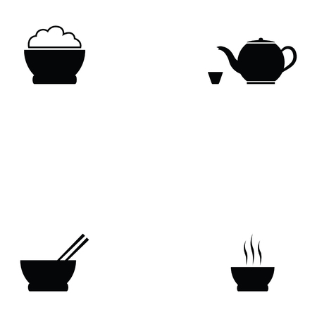 Chinese food icon set on white background vector illustration.のイラスト素材