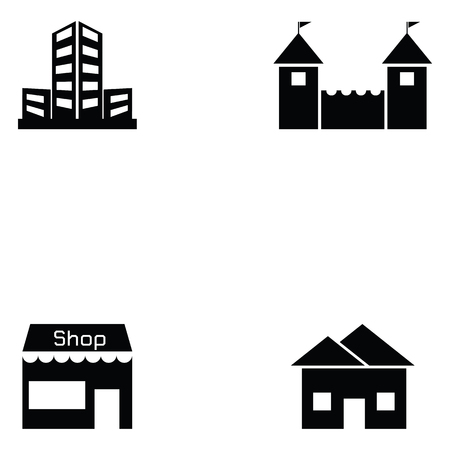 building icon set illustration.のイラスト素材