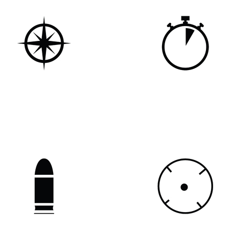Clay shooting icon set compass, bullet and timerのイラスト素材