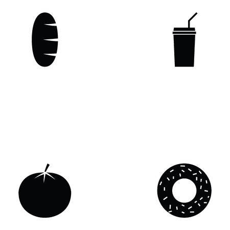 picnic icon set with bread, drinks, and donutのイラスト素材