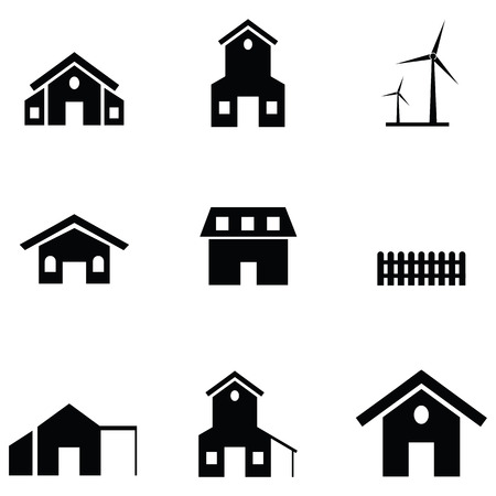 Farm building icon set illustration on white background.のイラスト素材