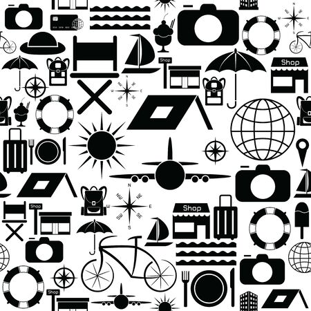travel seamless pattern background icon.のイラスト素材