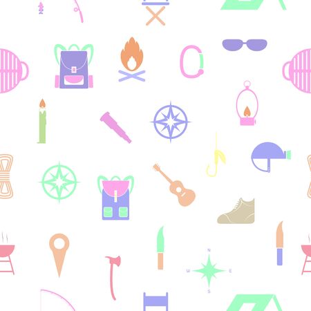 camping seamless pattern background icon.のイラスト素材