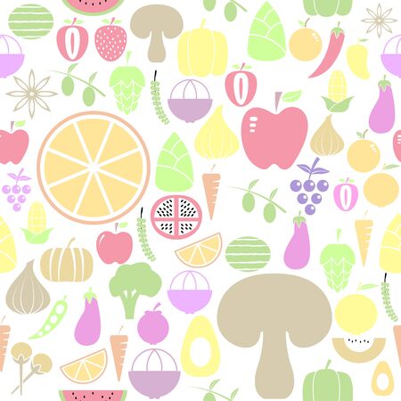 fruit and vegetables seamless pattern background icon.のイラスト素材