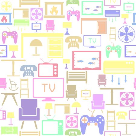 living room seamless pattern background icon.のイラスト素材