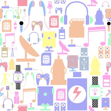 phone accessories seamless pattern background icon.のイラスト素材