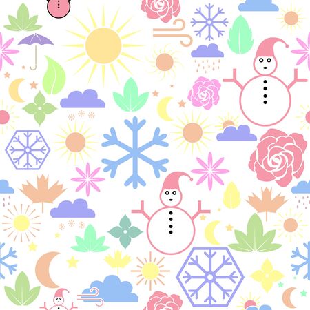 season seamless pattern background icon.のイラスト素材