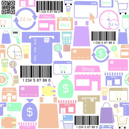 shopping seamless pattern background icon.のイラスト素材