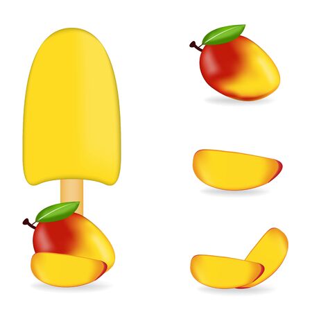 Vector illustration of colorful Fresh mango ice creamのイラスト素材