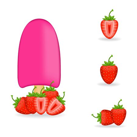 Vector illustration of colorful Fresh strawberry ice cream.のイラスト素材