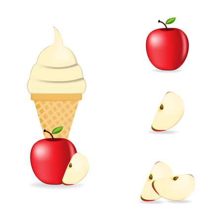 Vector illustration of colorful Fresh apple ice cream.のイラスト素材