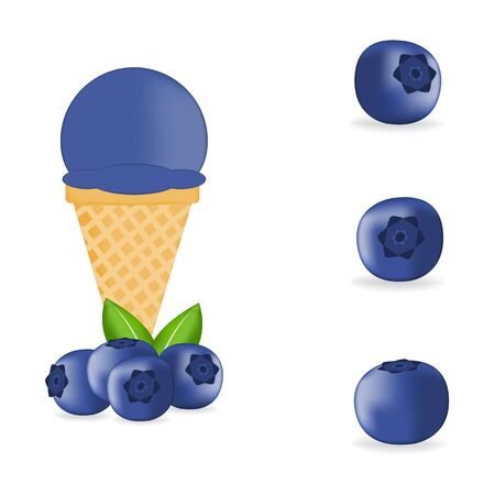 Vector illustration of colorful Fresh blueberry ice cream.のイラスト素材