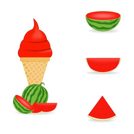 Vector illustration of colorful Fresh watermelon ice cream.のイラスト素材