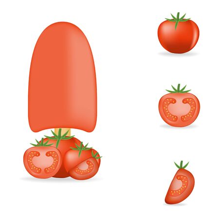 Vector illustration of colorful Fresh tomato ice cream.のイラスト素材