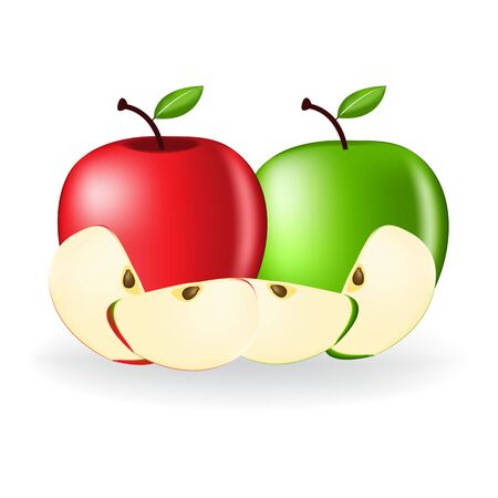 Red and Green Apples isolated on white background as package design composition.のイラスト素材