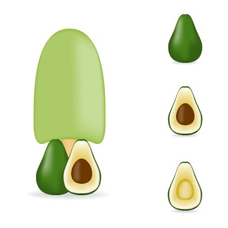 Vector illustration of colorful Fresh avocado ice cream.のイラスト素材