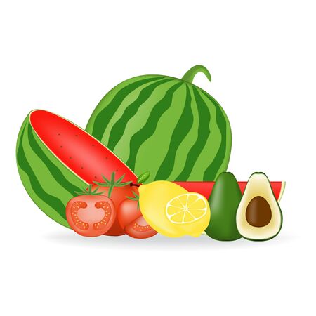 Fruits icons detailed photo realistic vector setのイラスト素材