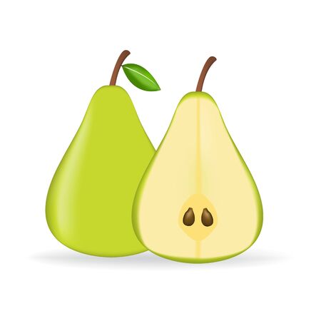 Green fresh pear isolated on white background.のイラスト素材