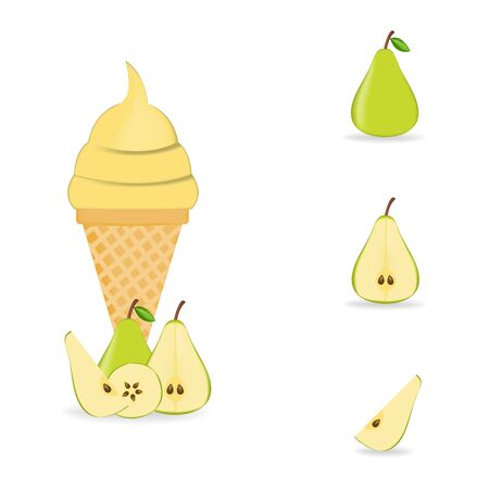 Vector illustration of colorful Fresh pear ice cream.のイラスト素材