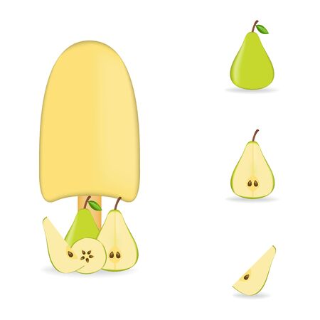 Vector illustration of colorful Fresh pear ice cream.のイラスト素材