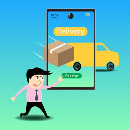Online delivery service concept, Logistics and Delivery, on mobile Vector.のイラスト素材