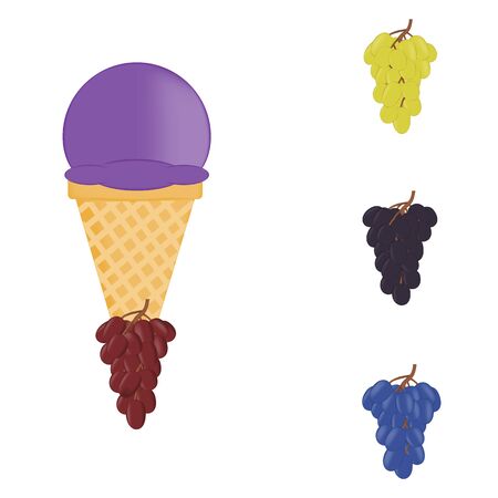 Vector illustration of colorful Fresh grape ice cream.のイラスト素材