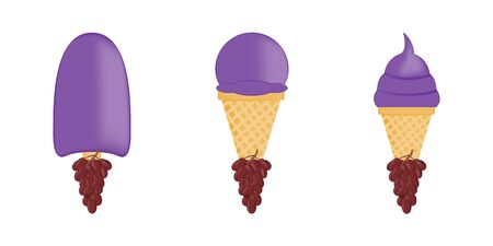 Vector illustration of colorful Fresh grape ice cream.のイラスト素材