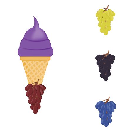 Vector illustration of colorful Fresh grape ice cream.のイラスト素材