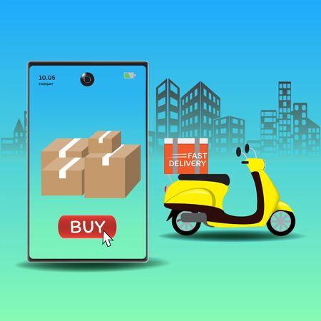 Online delivery service concept, Logistics and Delivery, on mobile Vector.のイラスト素材