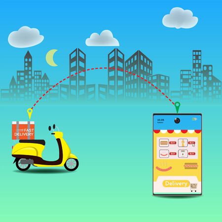 Online delivery service concept, Logistics and Delivery, on mobile Vector.のイラスト素材